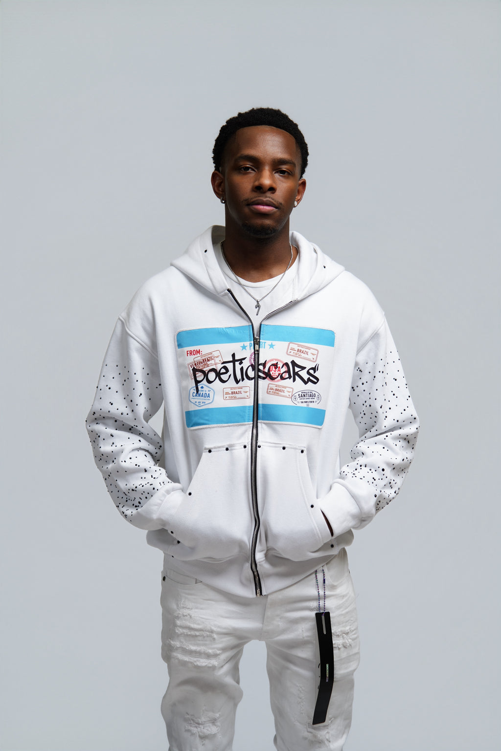 Poetic Scars White Zip-Up