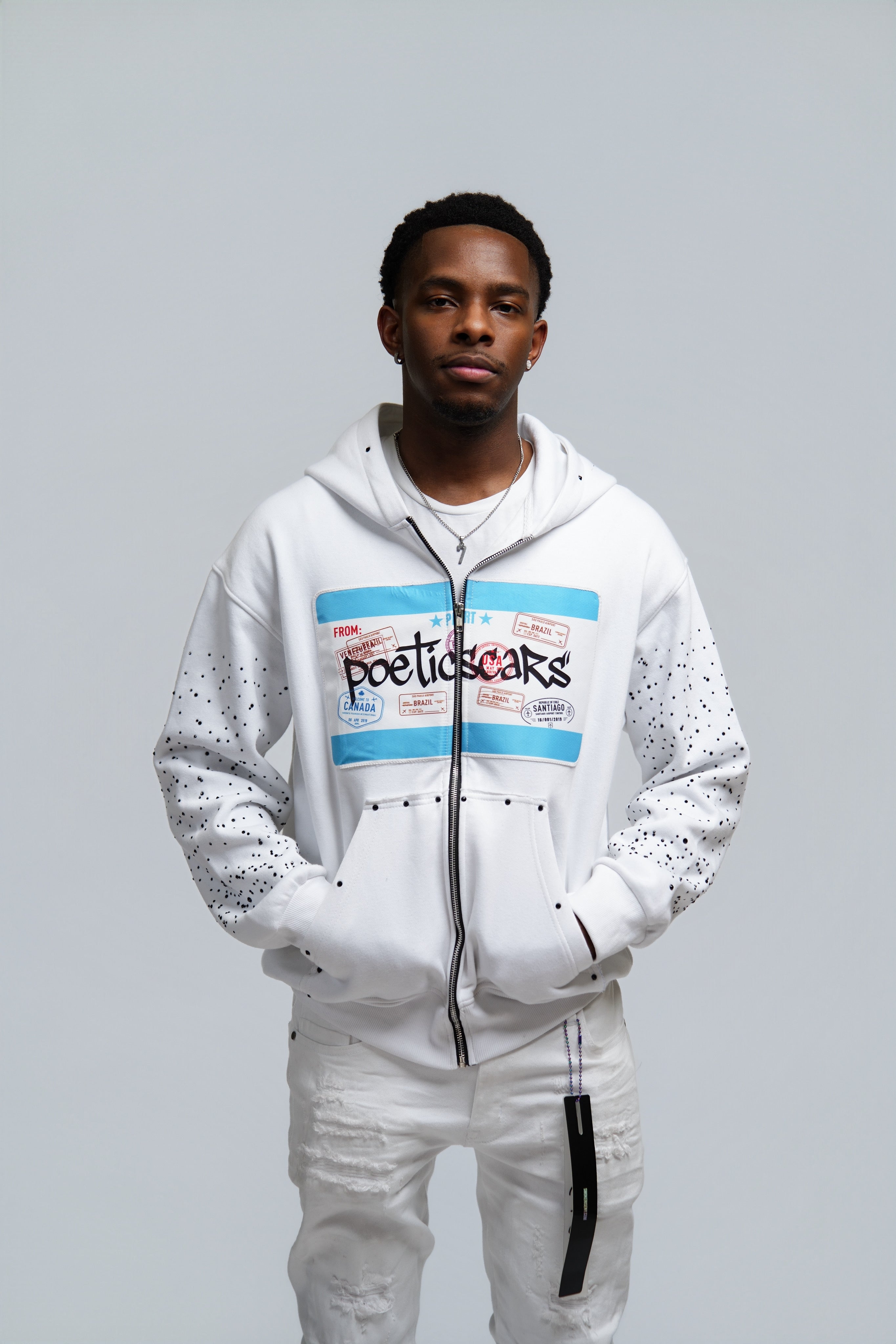 Poetic Scars White Zip-Up